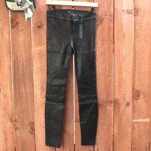 J BRAND L8001 Black Leather Mid Rise Skinny Pant